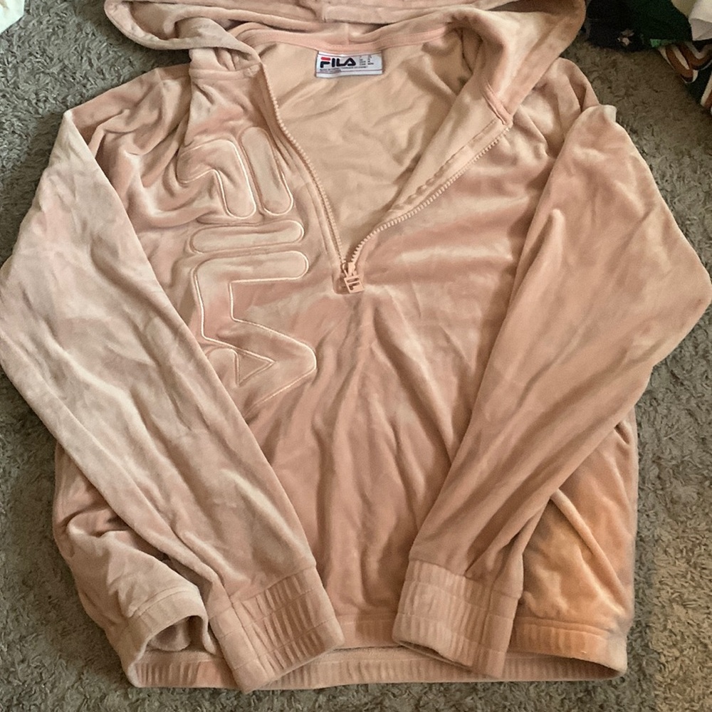 Cropped Fila velvet quarter zip